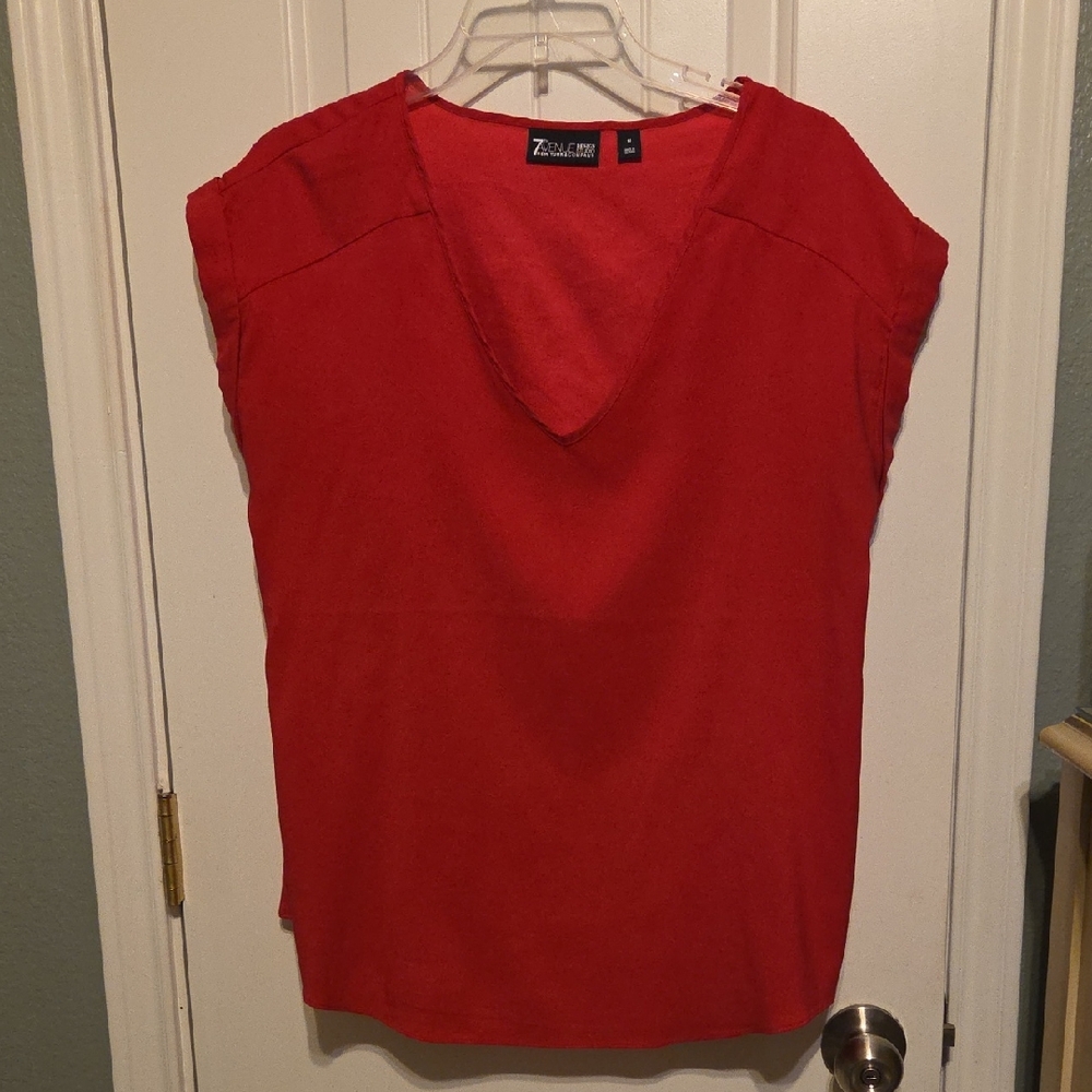 7th Avenue New York & Company Hot Pink V-Neck Blouse